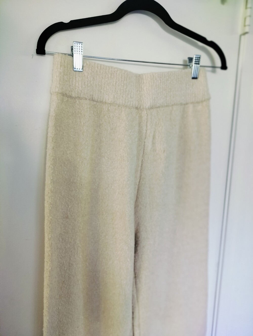 NWT by the River Cozy Life Knit Wide Leg Pants Medium Cream Cotton Blend Lounge